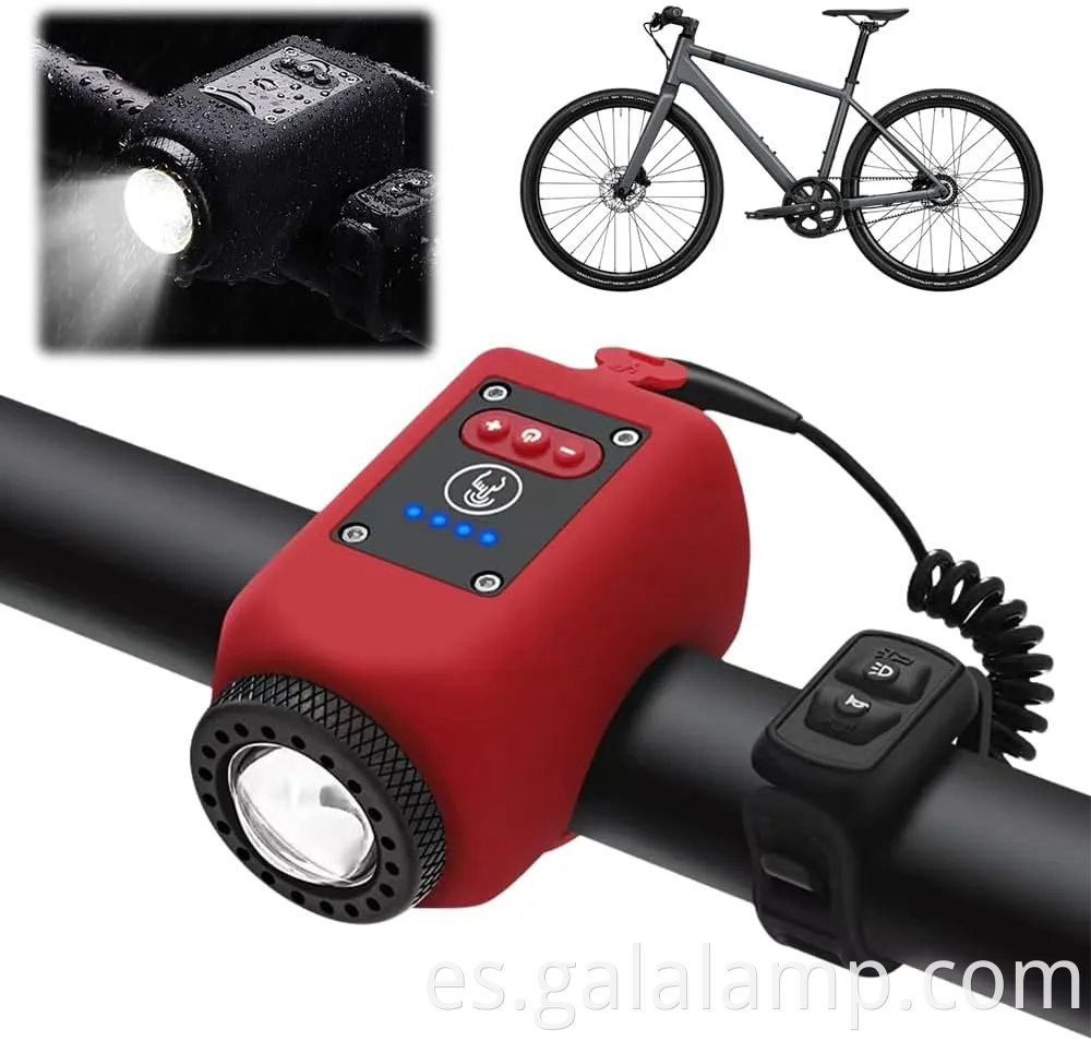 Luz de bicicleta con bocina de decibelio alto y carga USB